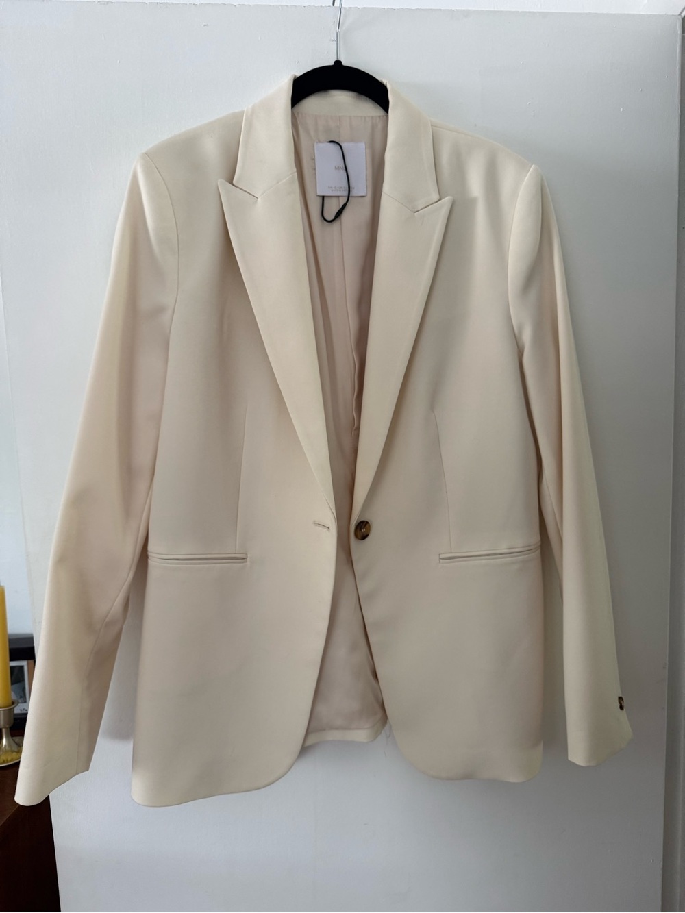 Mango Cream Single-Button Women's Blazer